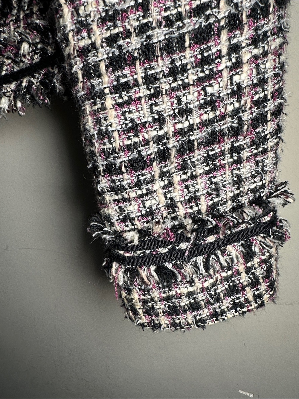White House Black Market Black White and Plum Tweed Blazer - Picture 5 of 11